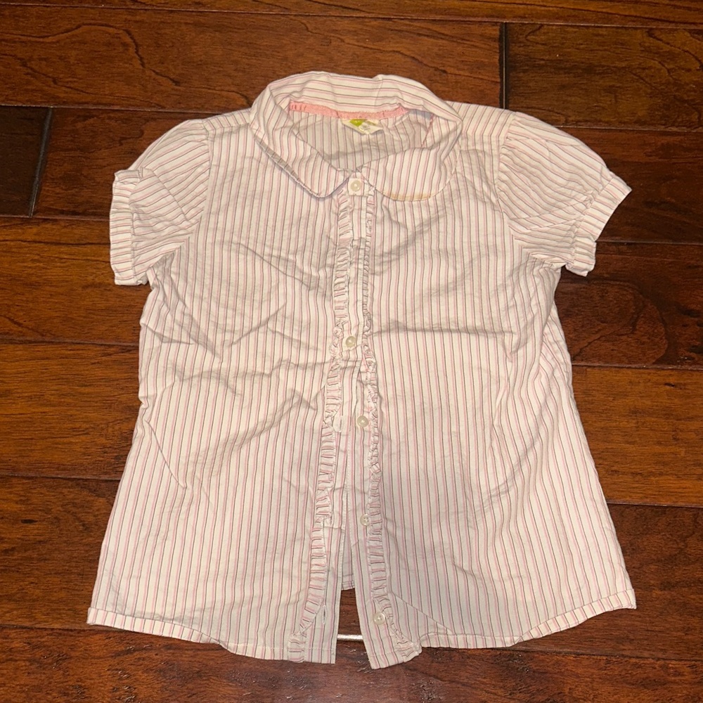 Crazy 8 Pink and White Striped Button Down Shirt